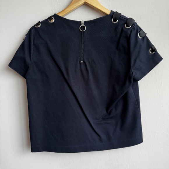 ZARA Navy Crop Top with Ribbon Detail - Size L - Picture 4 of 6